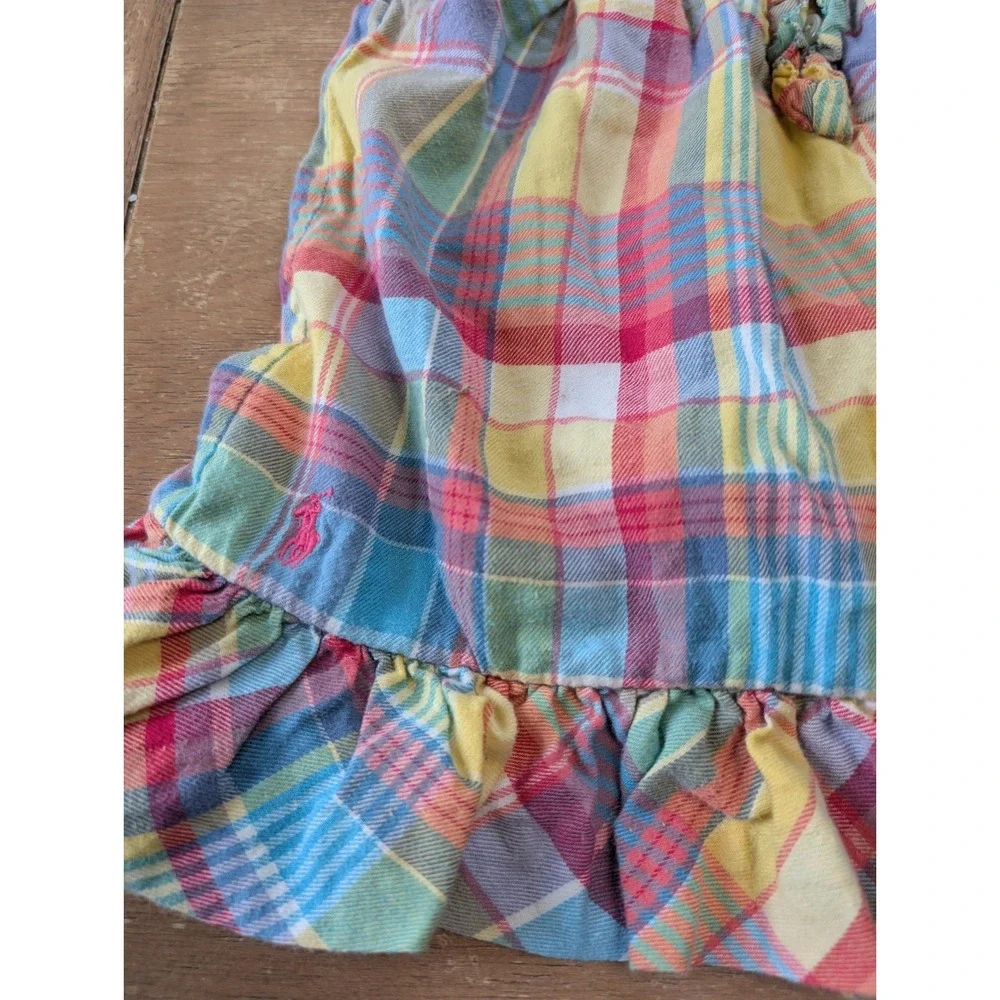 Ralph‎ Lauren Baby Girl 24M Plaid Madras Ruffle Top Multicolor Cotton preppy